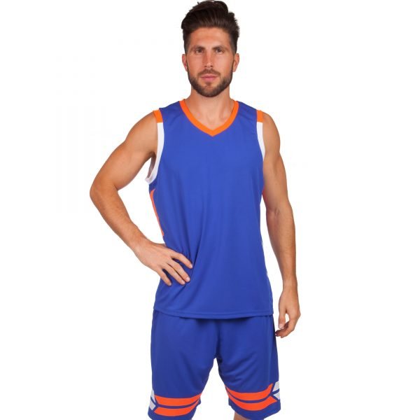 Форма баскетбольная мужская Lingo (PL, размер L-5XL 160-190, цвета в ассортименте) - Синий-оранжевый-L (рост 160-165)