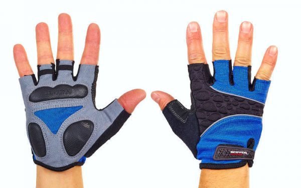 Велоперчатки с открытыми пальцами SCOYCO ВG03 (размер S-XXL цвета в ассортименте) - Синий-S