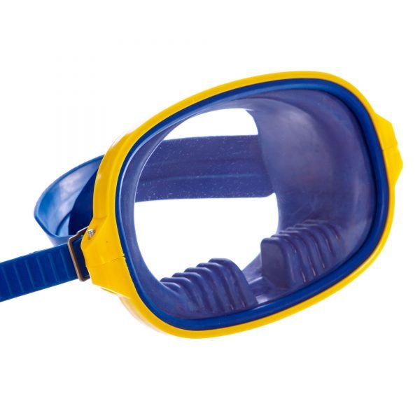 Маска для плавания Акванавт UR (резина, пластик, каленое стекло, желтый-голубой)