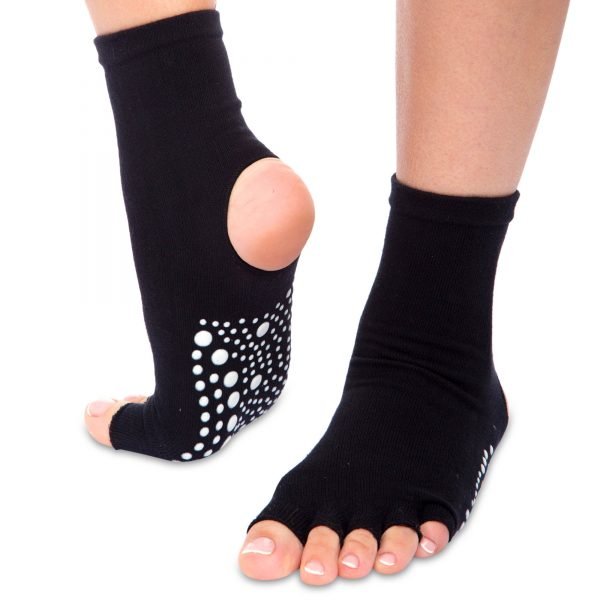 Носки для йоги с открытыми пальцами SP-Planeta (полиэстер, хлопок, р-р 36-41, цвета в ассортименте) - Цвет Черный