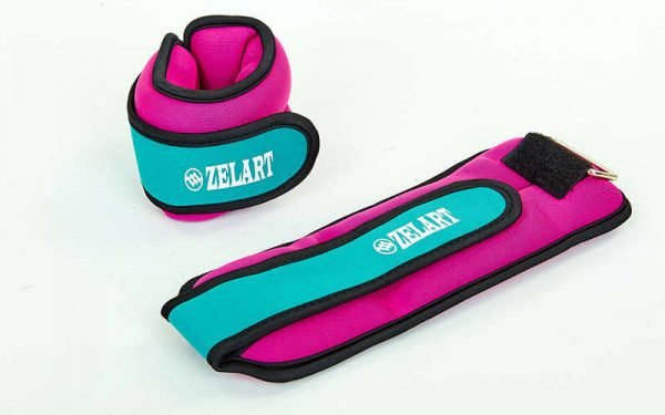 Утяжелители-манжеты для рук и ног Zelart (2 x 1кг) (лайкра, метал.шарики, цвета в ассортименте) - Цвет Розовый