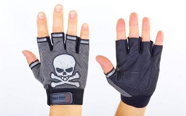 Велоперчатки с открытыми пальцами Skull (размер L цвета в ассортименте) - Цвет Серый