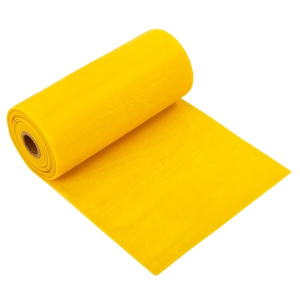 Лента эластичная для фитнеса и йоги в рулоне CUBE (р-р 5,5мx15смx0,45мм) (латекс, цвета в ассортименте) - Цвет Желтый