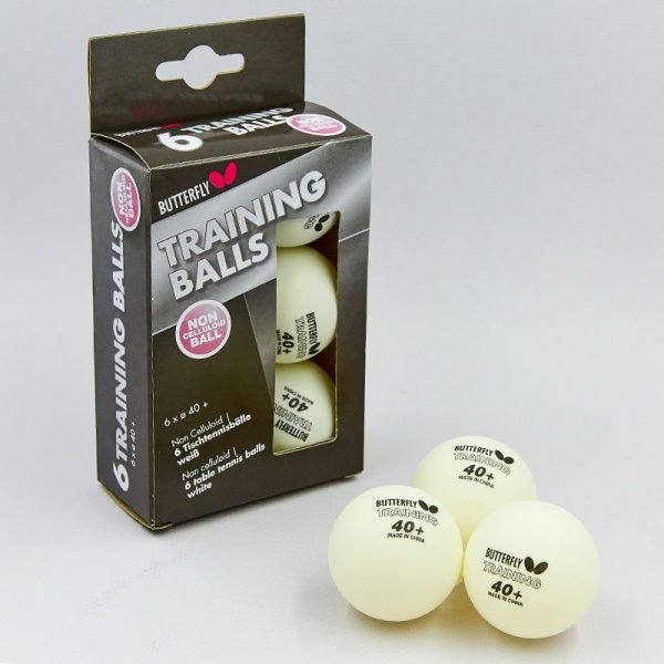 Набор мячей для настольного тенниса 6 штук BUTTERFLY TRAINING (пластик, d-40мм, белый)