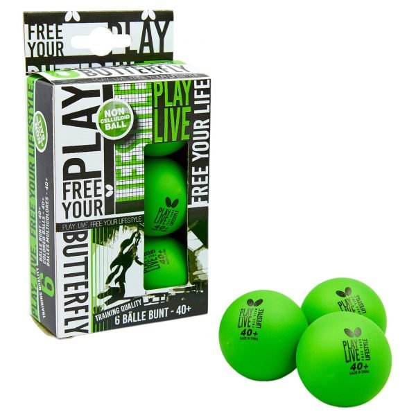 Набор мячей для настольного тенниса 6 штук BUTTERFLY FREE YOUR LIFESTYLE (пластик, d-40мм, салатовый)