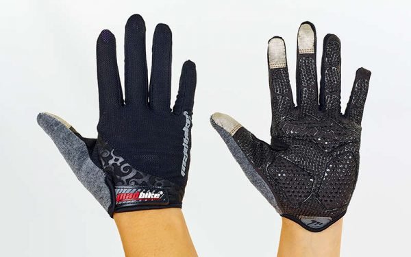 Велоперчатки с закрытыми пальцами MADBIKE (размер S-L цвета в ассортименте) - Черный-S