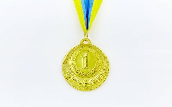 Медаль спортивная с лентой ZING d-5см (металл, d-5см, 20g золото, серебро, бронза) - Цвет Золотой