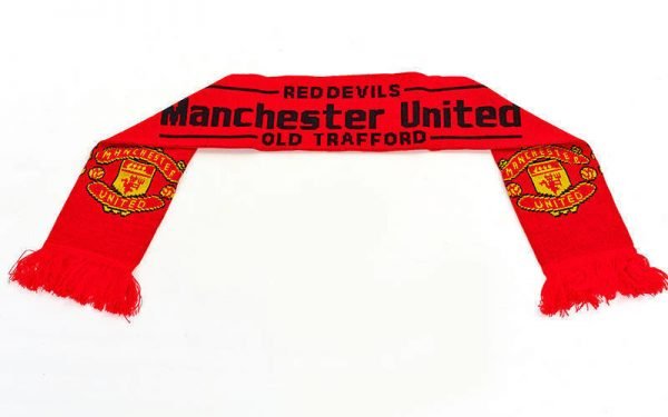Шарф зимний для болельщиков двусторонний Manchester United (полиэстер, р-р 1,45м x 0,15м, красный