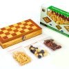 Шахматы, шашки, нарды 3 в 1 деревянные (фигуры-дерево, р-р доски 24см x 24см)
