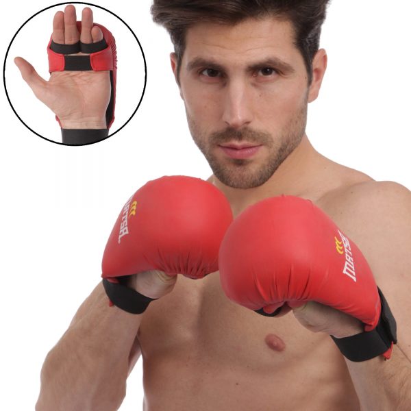 Перчатки для каратэ MATSA, ZEL (PU, р-р S-XL,  манжет на резинке, цвета в ассортименте) - Красный-XL
