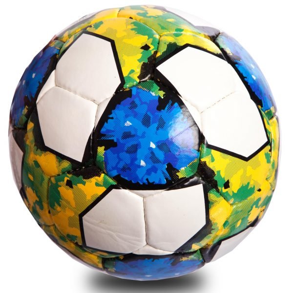 Мяч футбольный №5 PU ламин. (№5, 5 сл., сшит вручную, белый-синий-зеленый)