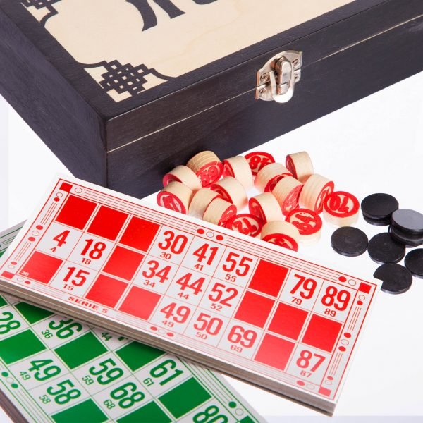 Лото настольная игра в деревянной коробке (90 дер.боч.,48 карт,40 фиш,р-р 20x12x6см, цвета в ассортименте) - Цвет Черный