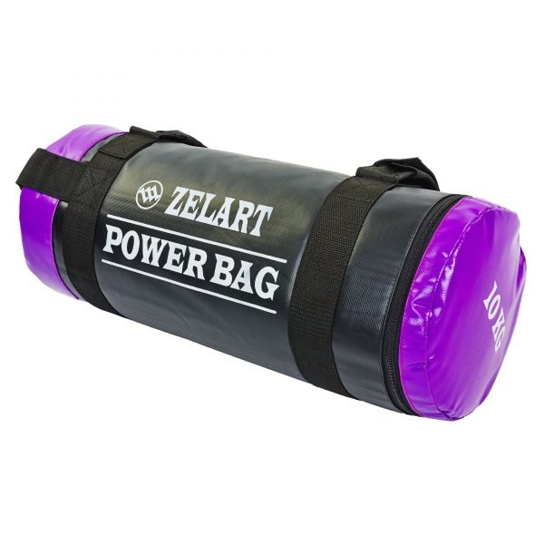 Мешок для кроссфита и фитнеса Zelart Power Bag (PVC, нейлон, вес 10кг, черный-фиолетовый)