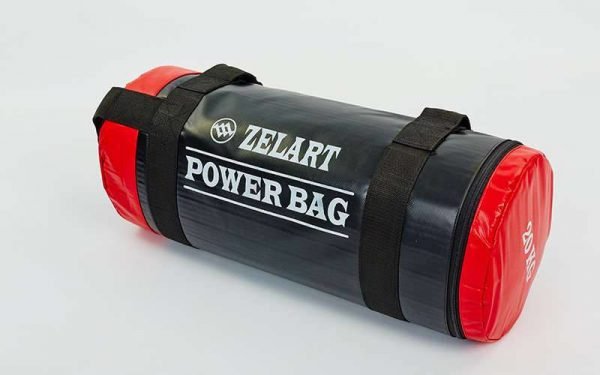 Мешок для кроссфита и фитнеса Zelart Power Bag (PVC, нейлон, вес 20 кг, черный-красный)