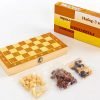 Шахматы, шашки, нарды 3 в 1 деревянные (фигуры-дерево, р-р доски 29x29см)