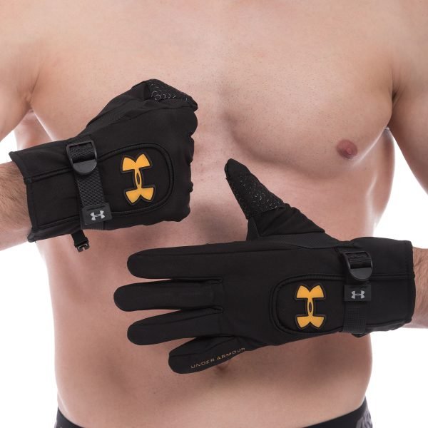 Перчатки спортивные теплые водонепроницаемые UAR (флис, PL, закрытые пальцы, р-р M-XL, цвета в ассортименте) - Черный-M