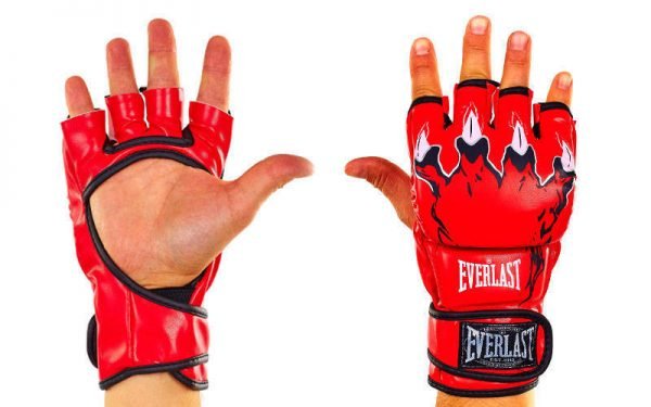 Перчатки для смешанных единоборств MMA PU ELS (р-р S-XL, цвета в ассортименте) - Красный-S