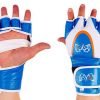 Перчатки для смешанных единоборств MMA кожаные RIV (р-р S-XL, цвета в ассортименте) - Синий-L