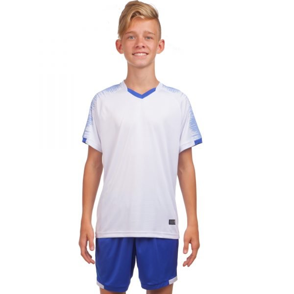 Футбольная форма подростковая Lingo (PL, размер 26-32, рост 125-155, цвета в ассортименте) - Белый-синий-26, рост 125-135