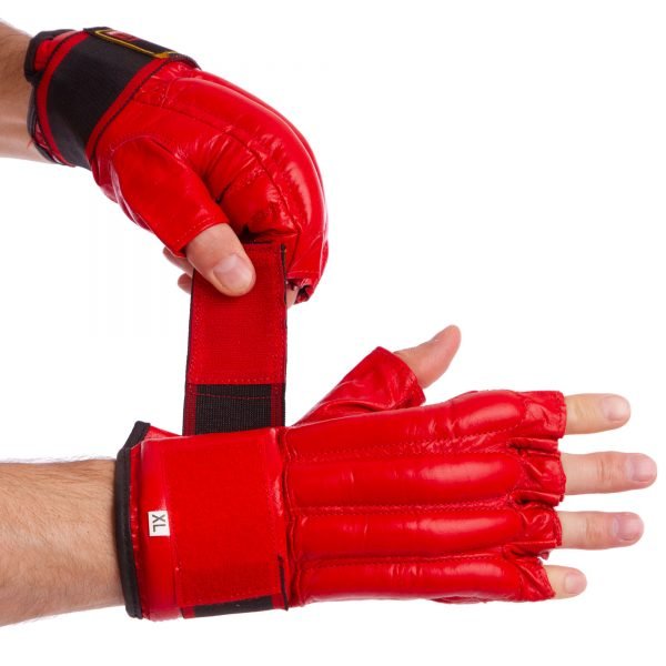 Снарядные перчатки шингарты кожаные с манжетом на липучке ZELART (размер M-XL, цвета в ассортименте) - Красный-M