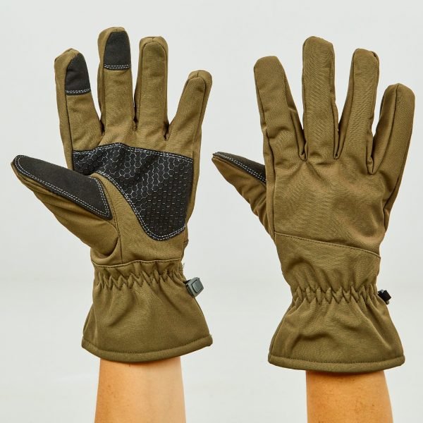 Перчатки для охоты, рыбалки и туризма теплые флисовые (флис, полиэстер, закрытые пальцы, р-р L-2XL, цвета в ассортименте) - Оливковый-L