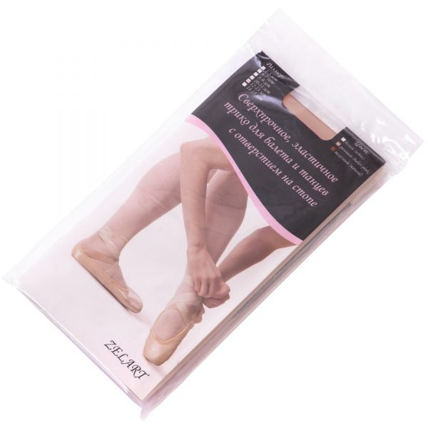 Колготки для танцев и балета с отверстием на стопе Zelart Ballet peach размер 6-13лет, рост 110-165см телесный - Телесный-персиковый-6-7 лет, рост 110-122