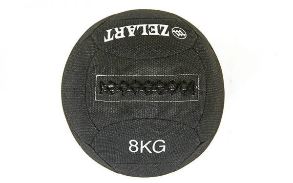 Мяч для кроссфита набивной в кевларовой оболочке 8кг Zelart WALL BALL (кевлар, наполнитель-метал. гранулы, d-35см, черный)