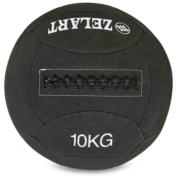 Мяч для кроссфита набивной в кевларовой оболочке 10кг Zelart WALL BALL (кевлар, наполнитель-метал. гранулы, d-35см, черный)