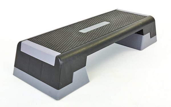 Степ-платформа (пластик, покрытие TPR, р-р 101Lx36Wx15(20)Hсм, черный-серый)