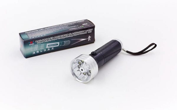 Фонарик ручной светодиодный (3 функции, металл, пластик, 11 светодиод, на батарейках, черный-серебряный)