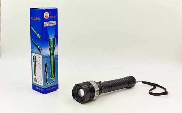 Фонарик ручной светодиодный (пластик, 1 Cree Led лампа, zoom , на батарейках(2 AA), черный)