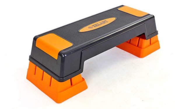 Степ-платформа (пластик, покрытие TPR, р-р 70(75)Lx25Wx12(23)Hсм, черный-оранжевый)