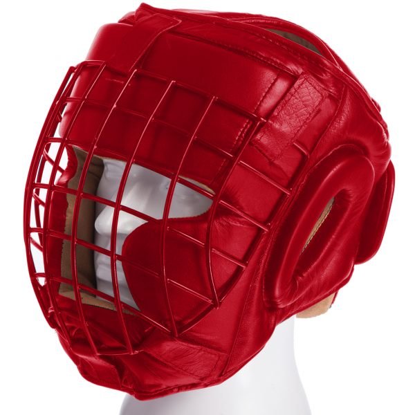 Шлем для единоборств с металлической решеткой DX (р-р М-XL, цвета в ассортименте) - Красный-M