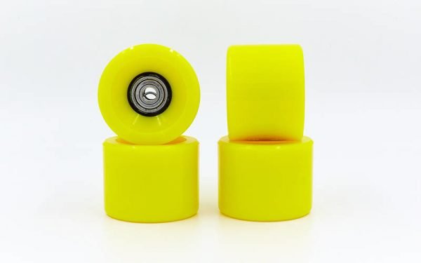 Колеса для скейтборда (4шт) с подшипником ABEC-7 цвета в ассортименте (PU, р-р 60х45мм) - Цвет Желтый