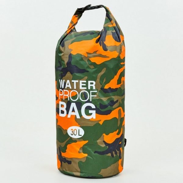 Водонепроницаемый гермомешок с плечевым ремнем Waterproof Bag 30л (PVC,цвета в ассортименте ) - Цвет Камуфляж оранжевый