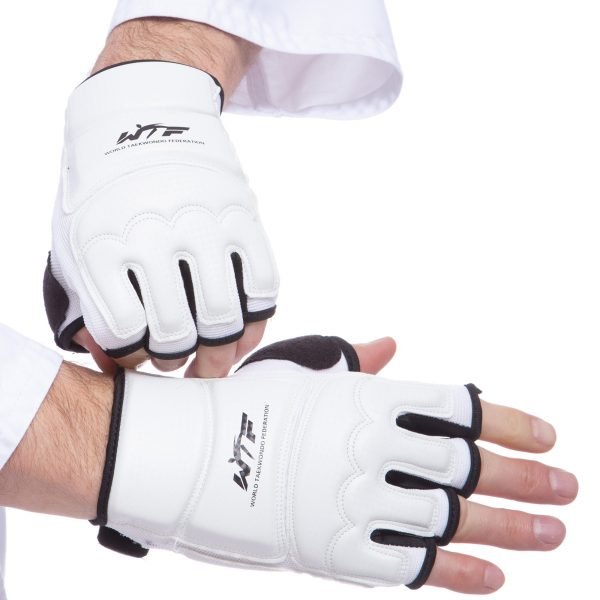 Перчатки для тхэквондо WTF (PU, полиэстер, р-р XS-XL, белый) - XL