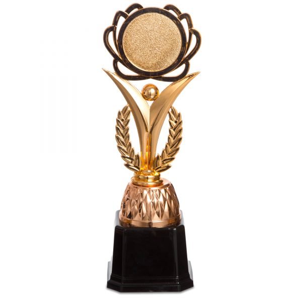 Награда (приз) спортивная с местом под жетон (пластик, h-23,5см, b-8см, золото, серебро, бронза) - Цвет Бронзовый
