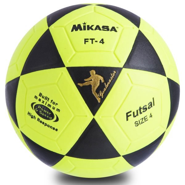 Мяч для футзала №4 Клееный-PVC (цвета в ассортименте) - Цвет Салатовый-черный