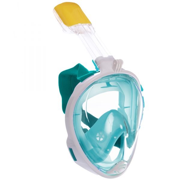 Маска для снорклинга с дыханием через нос Swim One (силикон, пластик, р-р S-XL, цвета в ассортименте) - Белый-бирюзовый-L-XL