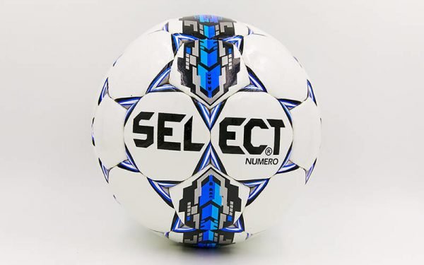 Мяч футбольный №5 PU ламин. ST NUMERO, DAIMOND белый-серый-синий (№5, 5 сл., сшит вручную)