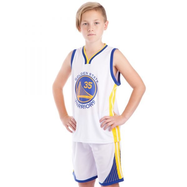 Форма баскетбольная подростковая NB-Sport NBA GOLDEN STATE  30 (PL, р-р M-2XL-130-165см, белый-синий-желтый) - XL, 13-16 лет, 150-160см
