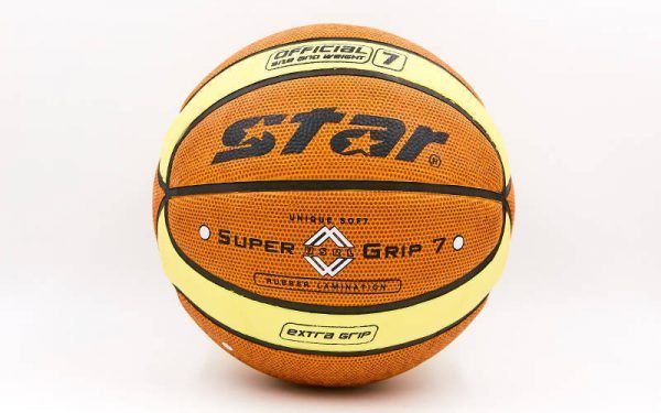 Мяч баскетбольный PU №7 STAR (PU, бутил, оранжевый-желтый)