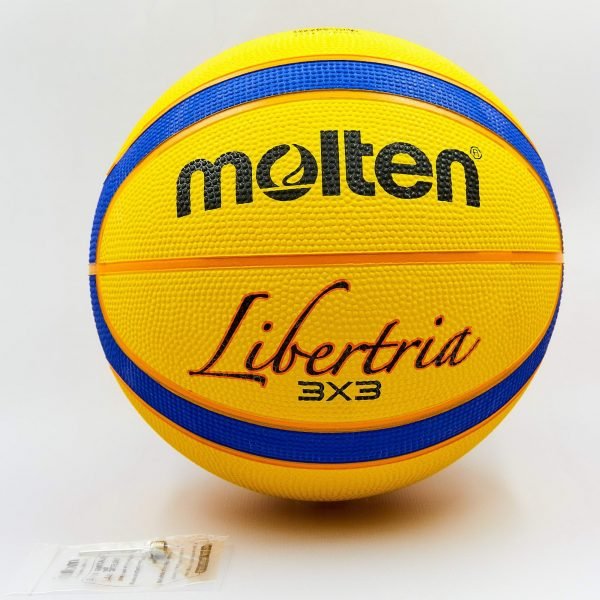 Мяч баскетбольный резиновый №7 MOLTEN  3X3 (резина, бутил, желтый-синий)