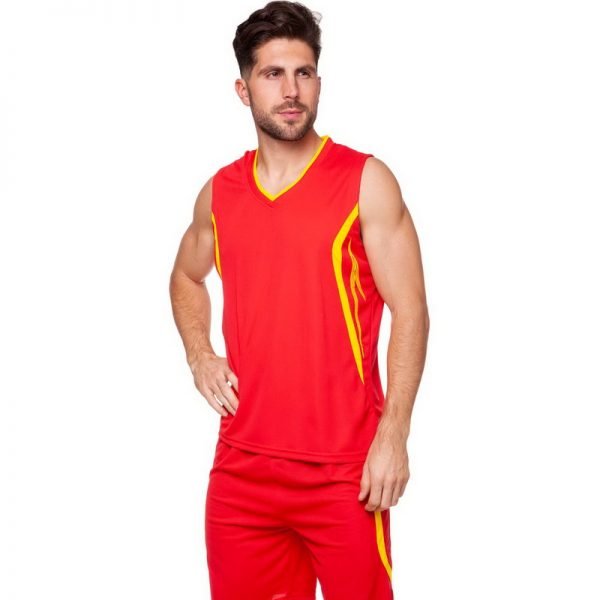Форма баскетбольная мужская SP-Sport Moment (полиэстер, р-р M-XL(46-52), цвета в ассортименте) - Красный-желтый-XL (50-52)
