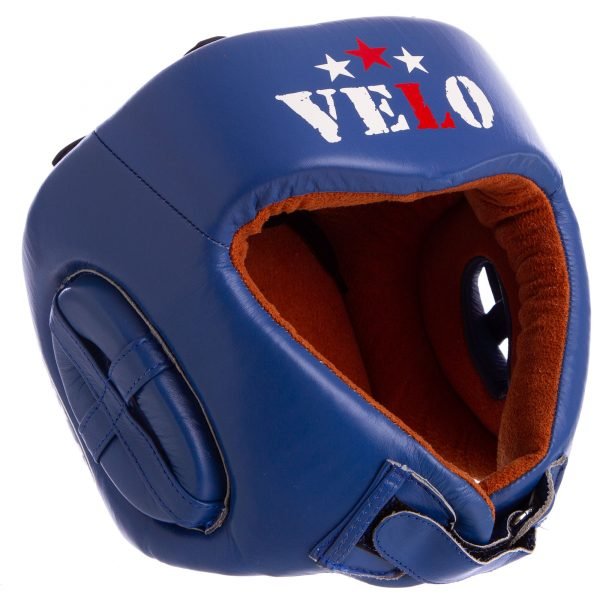 Шлем боксерский профессиональный кожаный AIBA VELO (р-р S-XL, цвет синий) - S