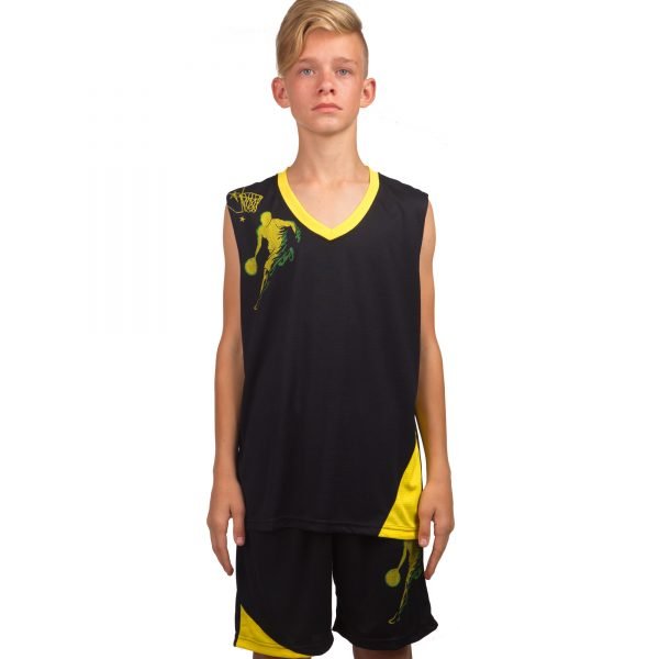 Форма баскетбольная подростковая Lingo Pace-1 (PL, размер S, M, L, 115, 120, рост 125-165, цвета в ассортименте) - Черный-желтый-S (рост 125-135)