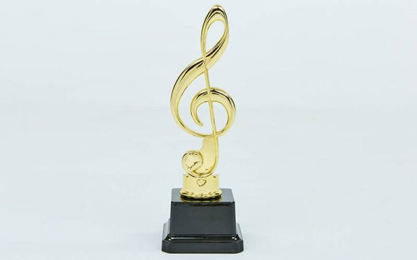 Награда спортивная Скрипичный ключ (пластик, h-19см, b-5см, золото)