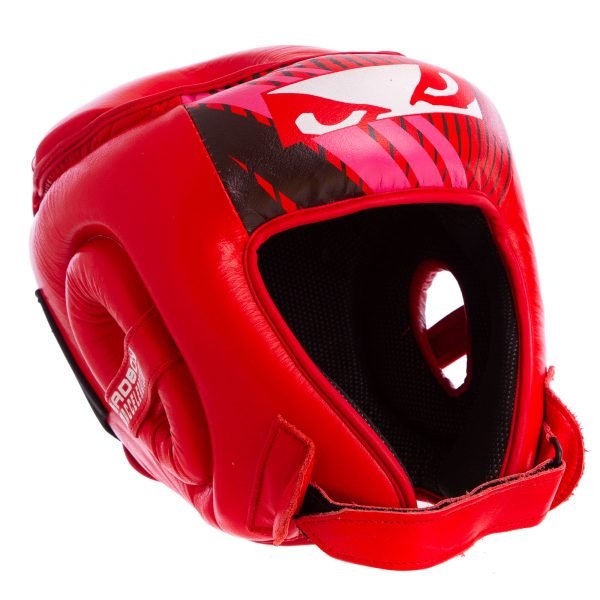Шлем боксерский открытый с усиленной защитой макушки кожаный BDB (р-р S-XL, цвета в ассортименте) - Красный-S