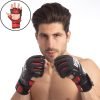Перчатки для смешанных единоборств MMA кожаные (р-р S-XL, цвета в ассортименте) - Черный-красный-S