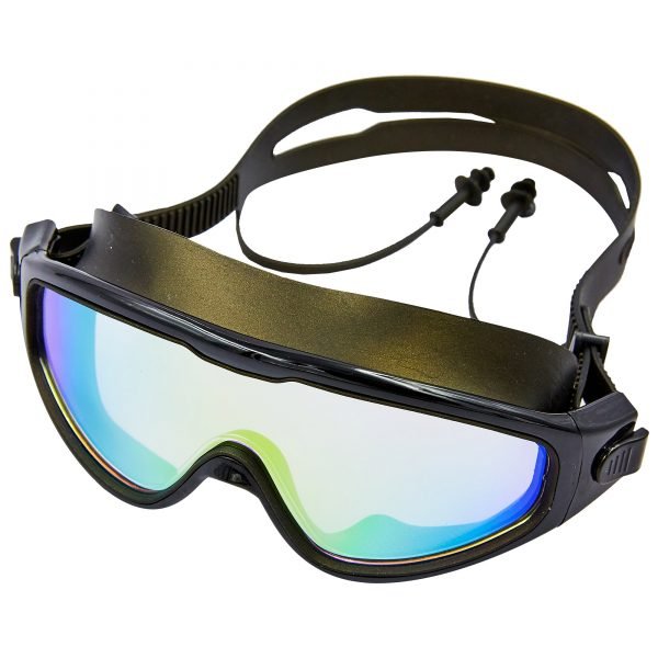 Очки-полумаска для плавания с берушами в комлекте SPDO (поликарбонат, TPR, силикон, зеркальные, цвета в ассортименте) Replika - Цвет Черный
